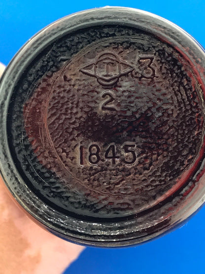 1933 Owens Illinois Glass 250 Mils Apothecary Bottle Amber Brown Alton IL w/Cork