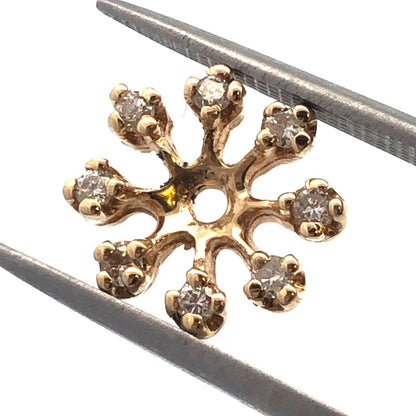 14K Yellow Gold Round Diamond Snowflake Starburst Stud Earring Jackets