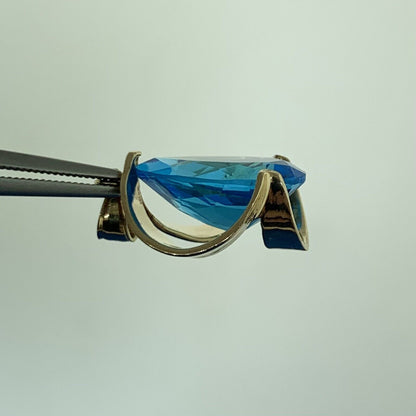 Designer 14K Yellow Gold Teal Sapphire Pear Solitaire Drop Pendant