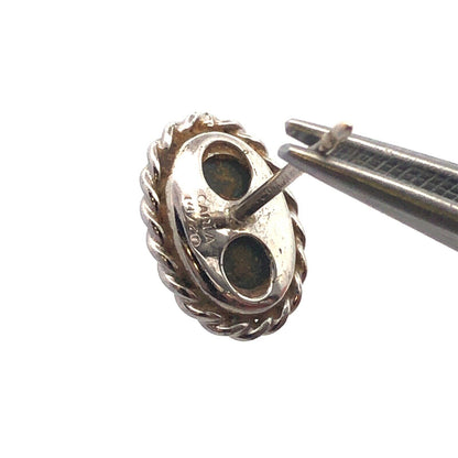 Designer CARLA 925 Sterling Silver Oval Grey Cameo Stud Earrings