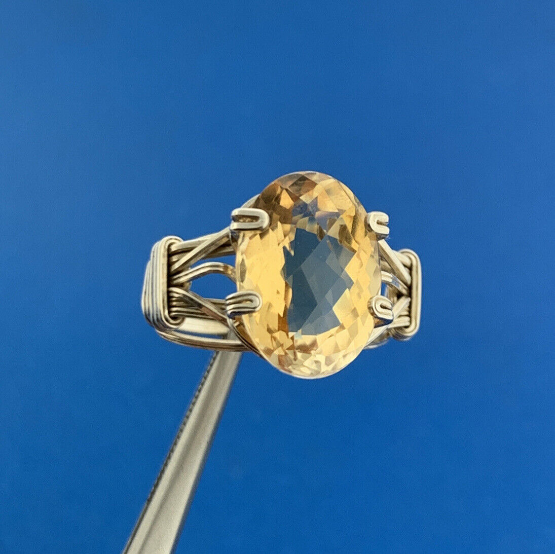 Artisan 925 Sterling Silver Oval Cushion Citrine October Anniversary Ring