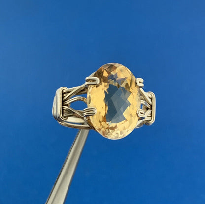Artisan 925 Sterling Silver Oval Cushion Citrine October Anniversary Ring