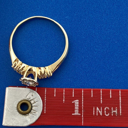 Designer HDS 14K Yellow Gold Diamond Solitaire Accents Engagement Ring