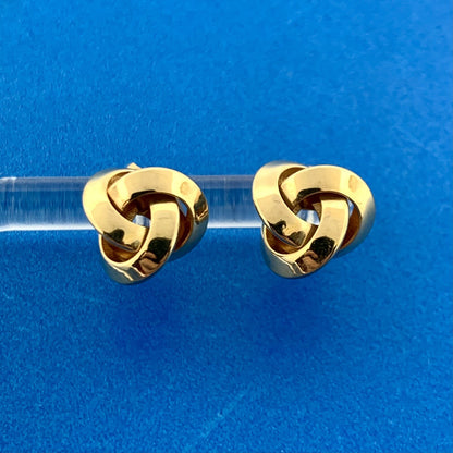 Gorgeous 14k Yellow Gold Knot Friction Back Stud Earrings