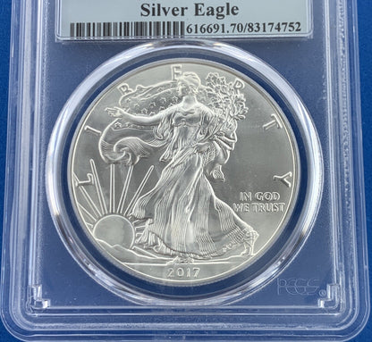 2017 $1 American Silver Eagle 1 oz 999 Fine Silver PCGS MS70 First Strike Coin
