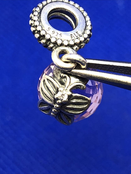 925 Silver Retired PANDORA ALE Morning Butterfly Pink CZ Dangle Charm 791258