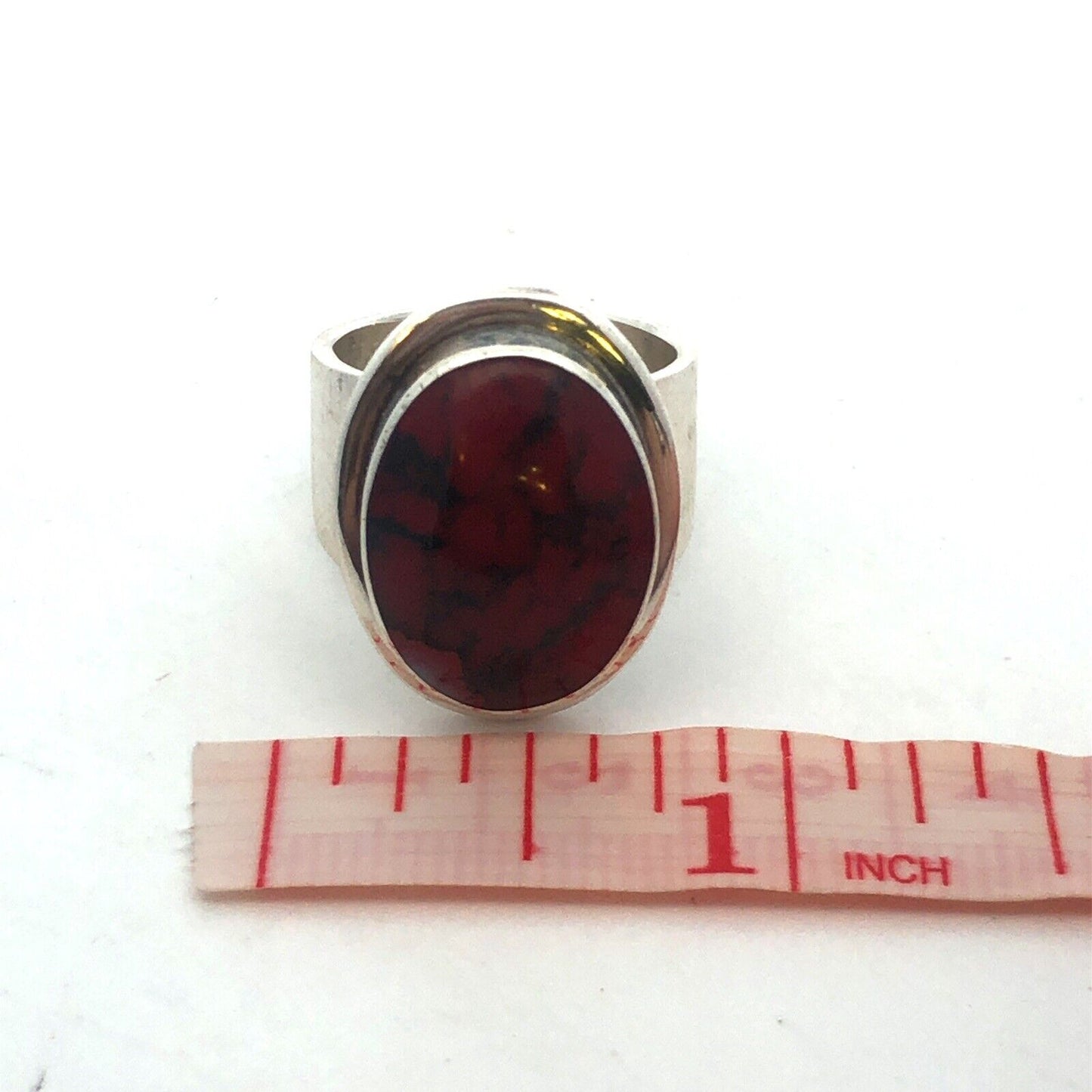 Designer ATI Mexico Sterling Silver Brecciated Jasper Cabochon Statement Ring