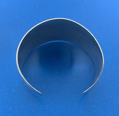Vintage Taxco 925 Sterling Silver Wide Tapered Statement Open Cuff Bracelet