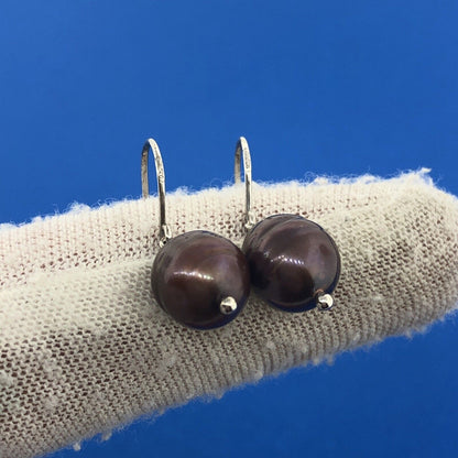 Honora Collection 925 Sterling Silver Oval Burgundy Pearl Drop Dangle Earrings