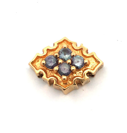 Designer 14K Yellow Gold Topaz  Anniversary Slide Bracelet Charm