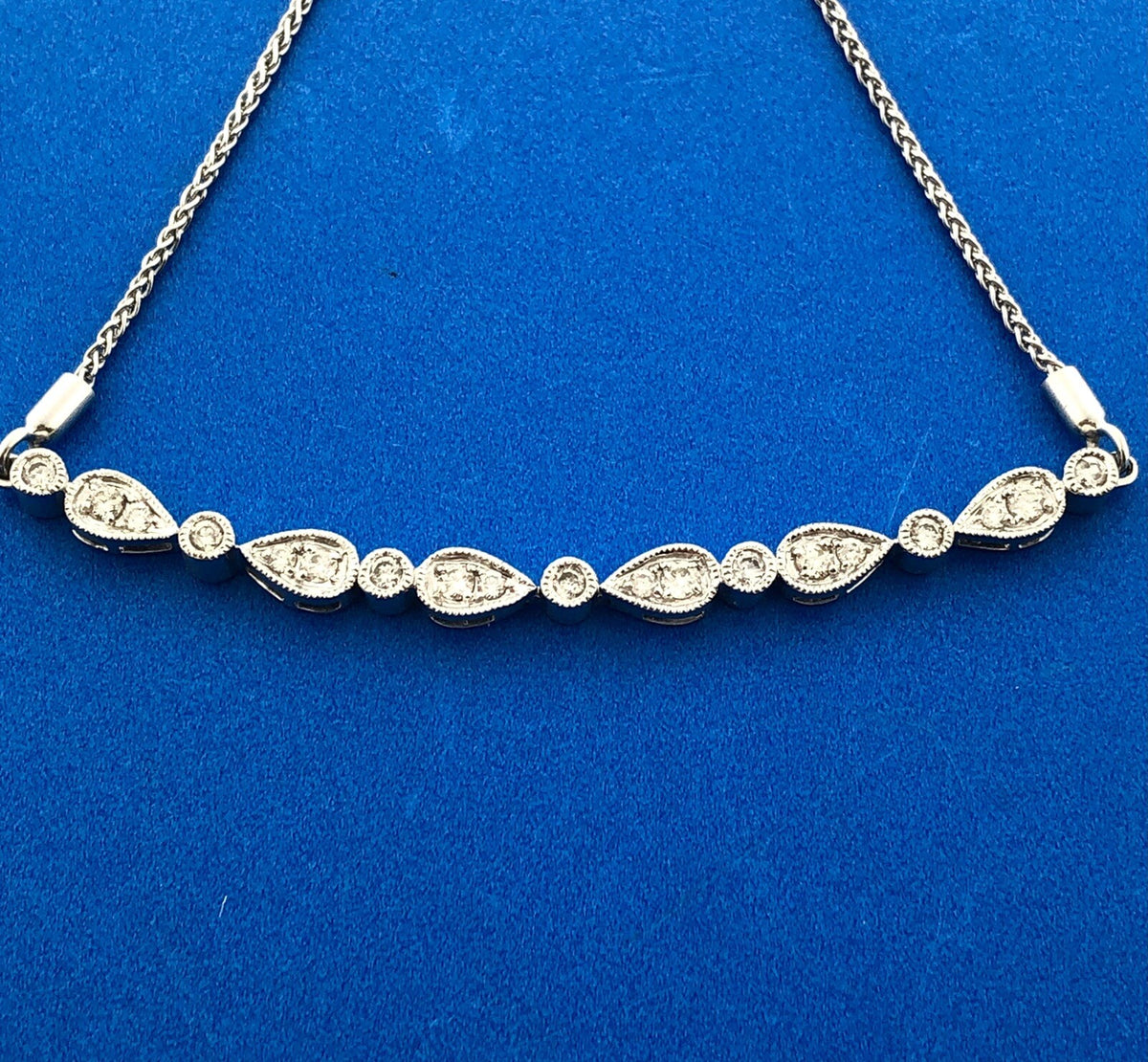 Designer KA1772 10K White Gold Diamond Floral Cluster Adjustable Lariat Bracelet