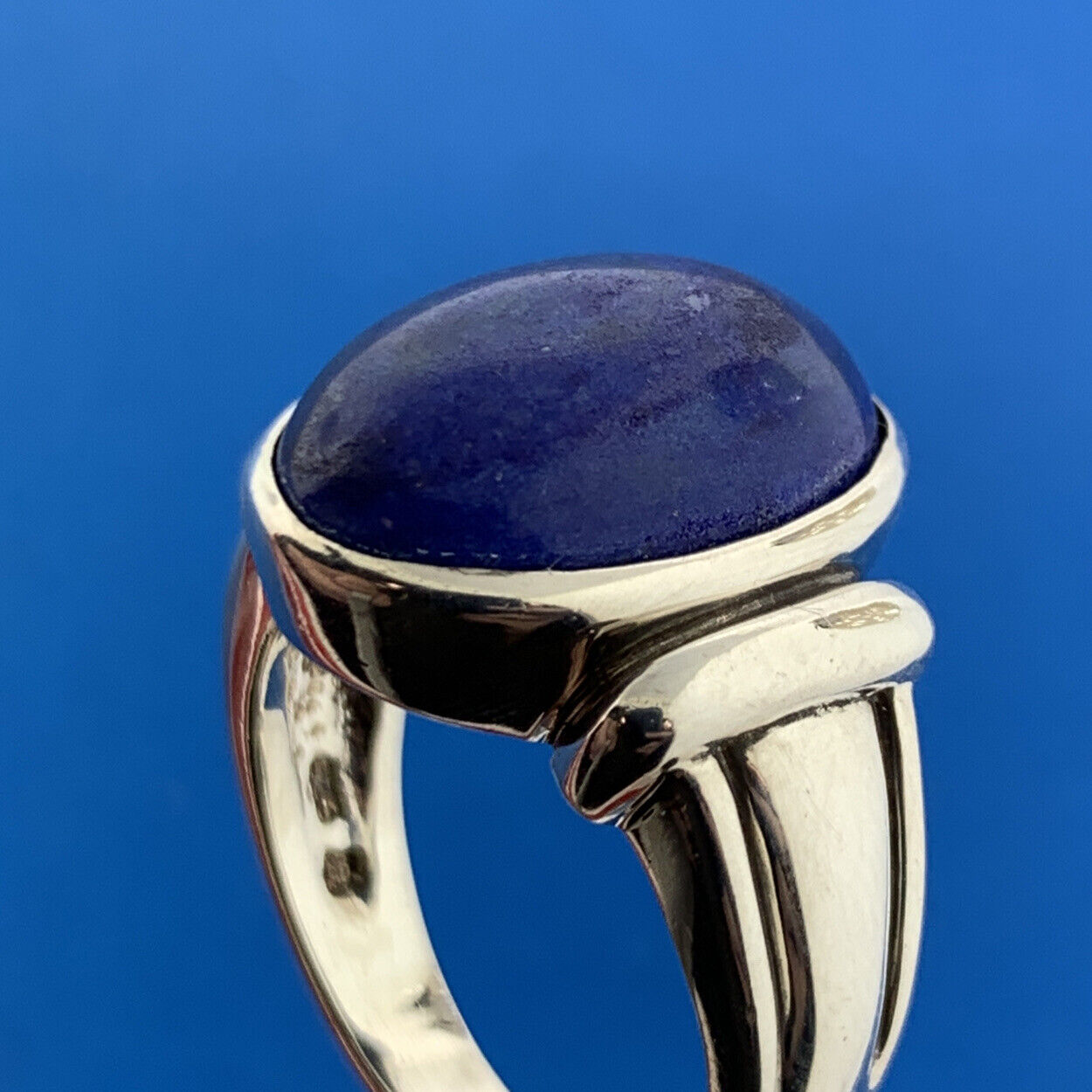 Designer 925 Sterling Silver Lapis Lazuli Cabochon Statement Dome Ring