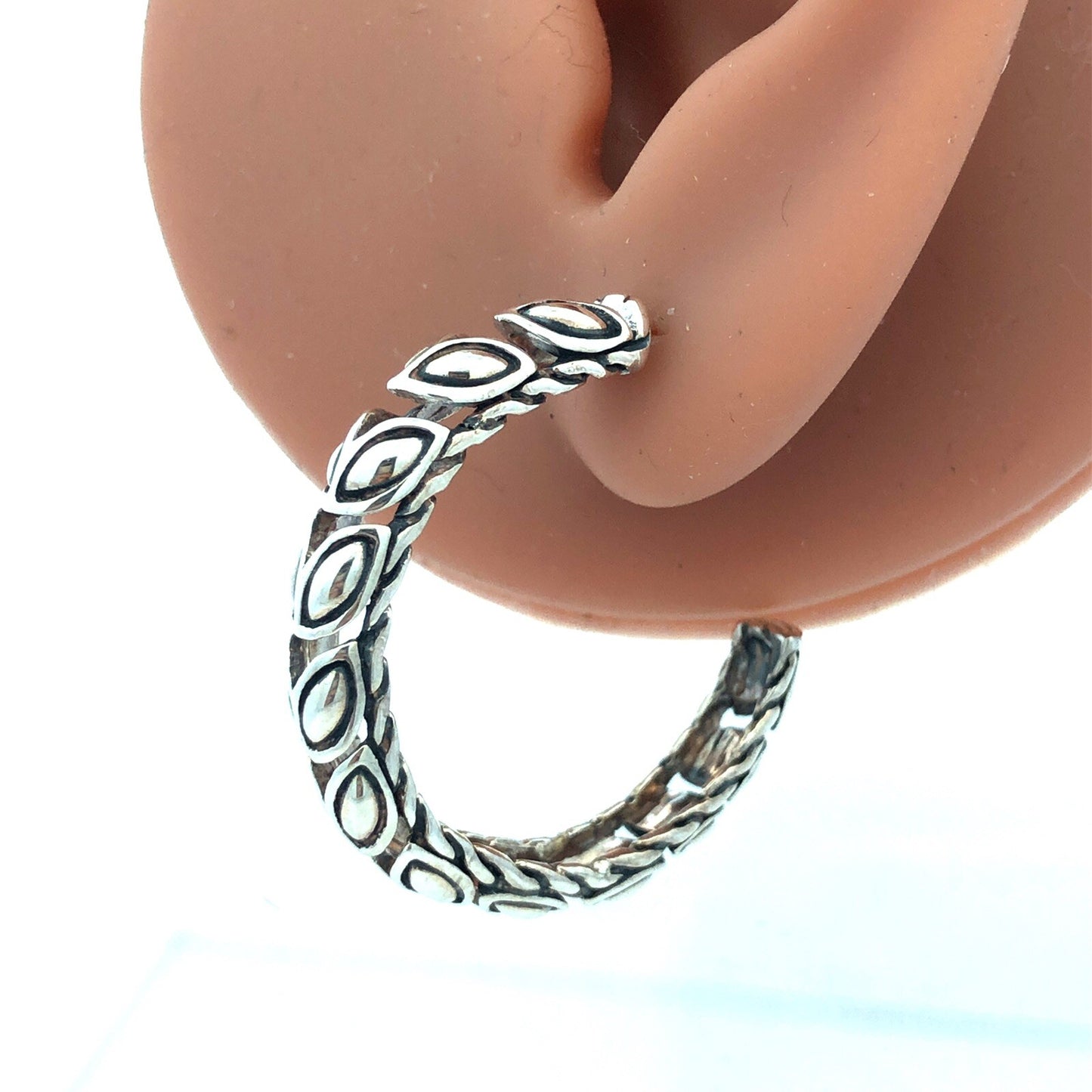 Designer John Hardy 925 Sterling Silver Padi Round Hoop Earrings