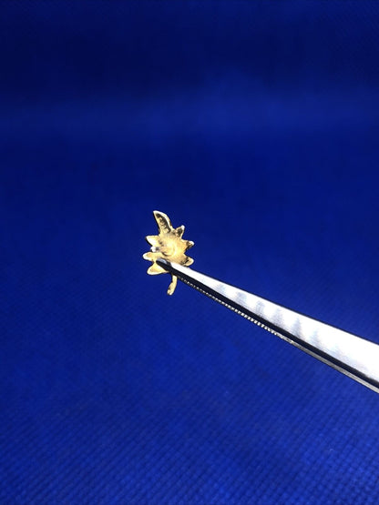 Estate Vermeil 925 Sterling Silver Blue Enamel Leaf Nature Stud Earrings