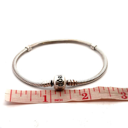 Designer PANDORA 925 Sterling Silver Snake Chain Charm 6.75 Inch Bracelet