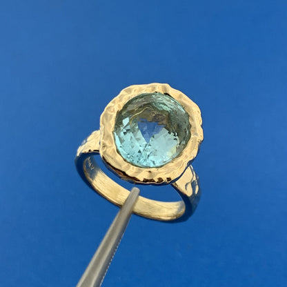 Veronese Italy Vermeil Sterling Silver Blue Topaz Solitaire Statement Ring