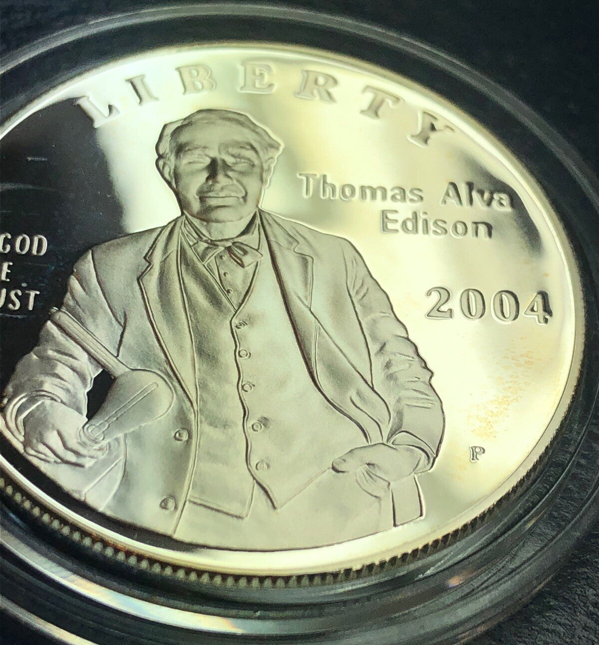 1994 P Thomas Alva Edison Commemorative Proof Silver $ Dollar OMP/COA