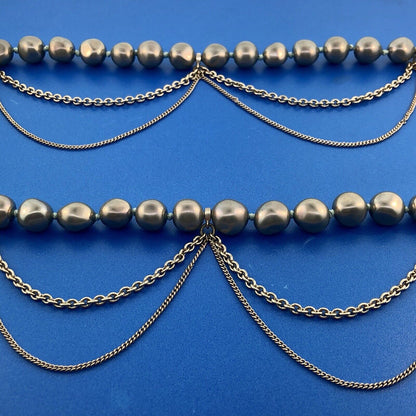Kenneth Cole Reaction KCR Silver Tone Grey Pearl Metal Statement Choker Necklace