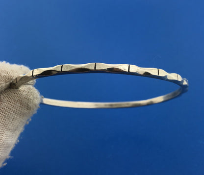 Vintage 925 Sterling Silver Taxco TC-61 Shadow Box Modernist Bangle Bracelet