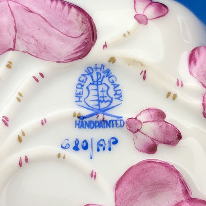 Vintage Herend Hugary Raspberry Chinese Bouquet Apponyi Deep Leaf Nappy Dish