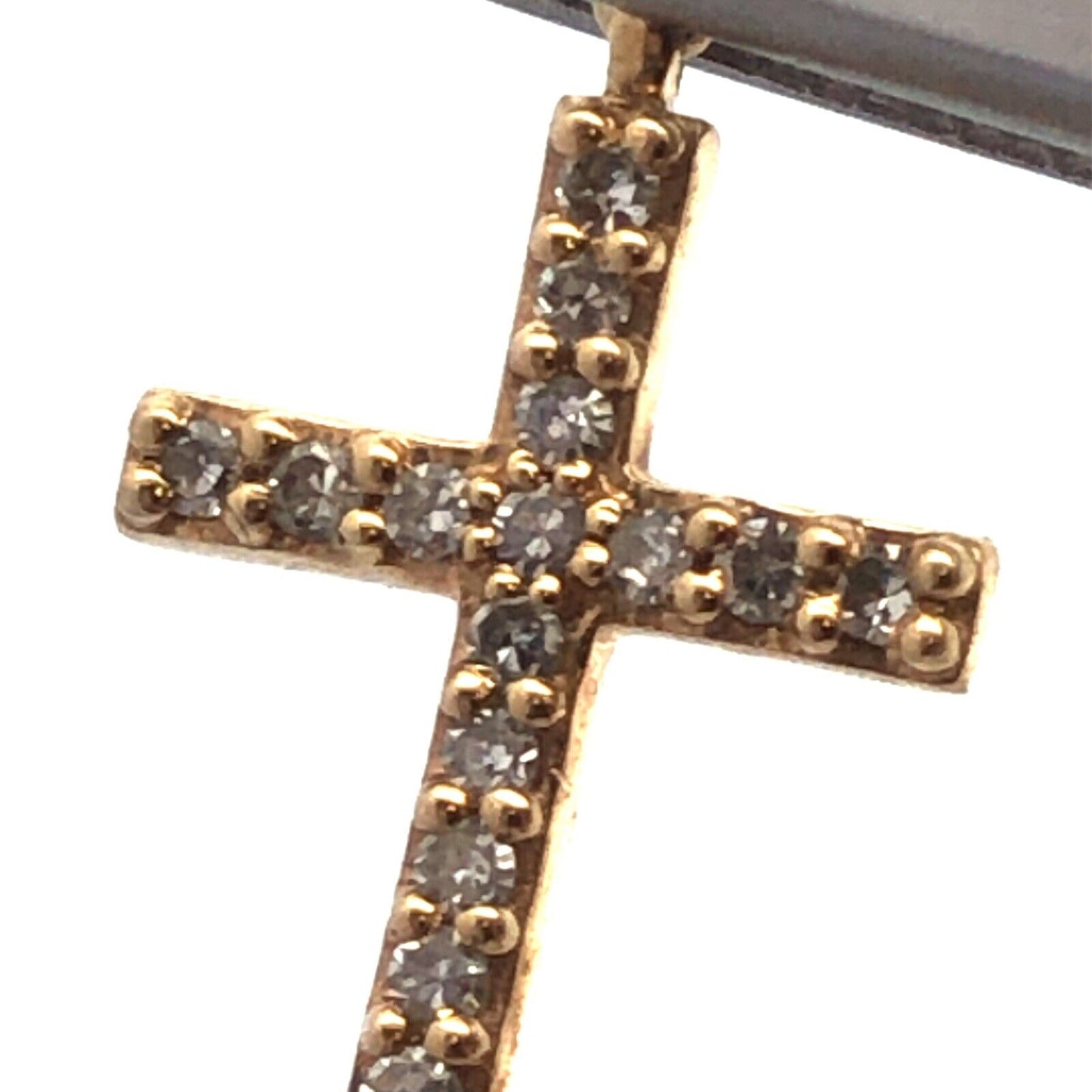 Designer CS 10K Yellow Gold Round Diamond Cluster Cross Petite Pendant