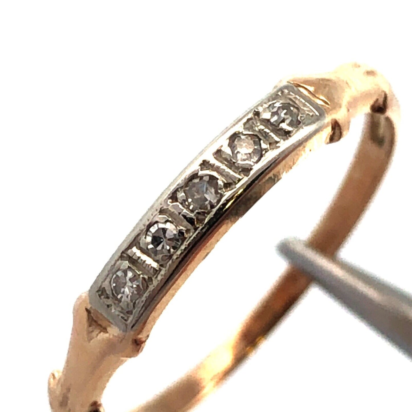 Estate 14K Yellow Gold Round Diamond Stackable Anniversary Band Ring