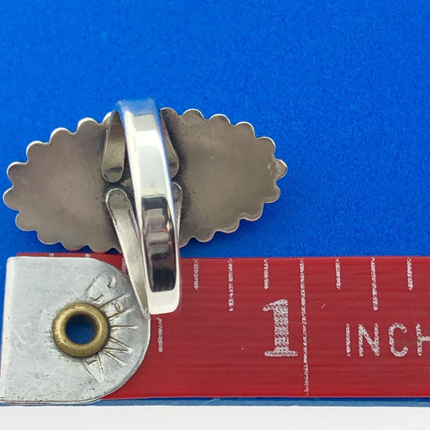 Bell Trading Post 925 Sterling Silver Red Green Jasper Cabochon Statement Ring