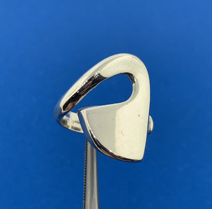 Vintage Sterling Silver 925 Modernist Abstract Signed Adjustable Cocktail Ring