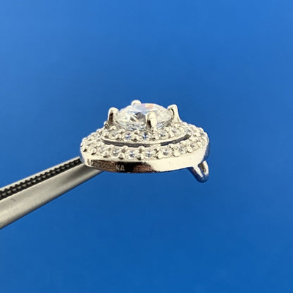 Estate 925 Sterling Silver Cubic Zirconia Double Halo Infinity Eternity Pendant