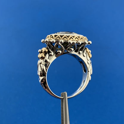 Barbara Bixby Sterling Silver 18K Gold Prasiolite Green Amethyst Statement Ring