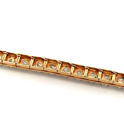 Estate 14K Yellow Gold Round Graduated Diamond Modernist Tennis Bracelet