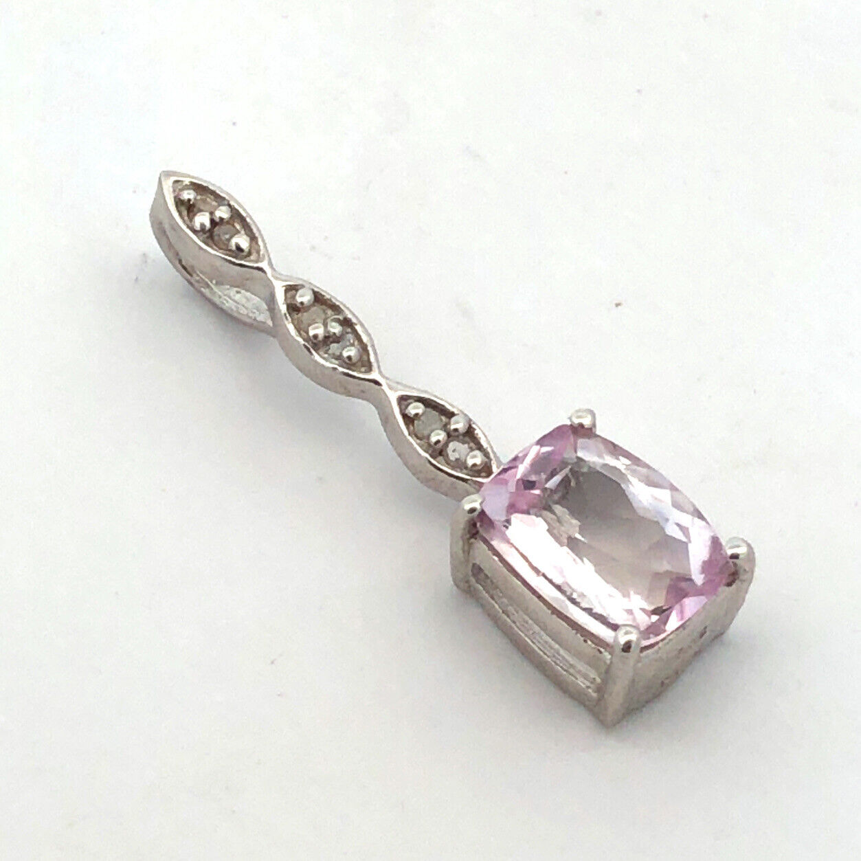 Designer TGGC 925 Sterling Silver Rectangle White Amethyst White Topaz Pendant