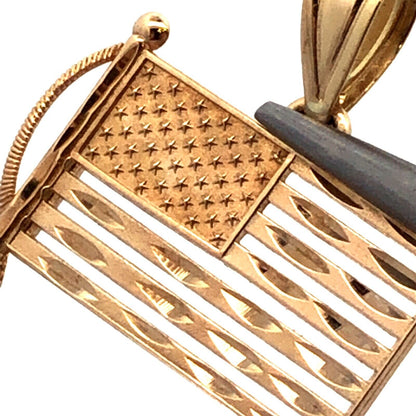 Michael Anthony 14K Yellow Gold God Bless America USA Flag Patriotic Pendant