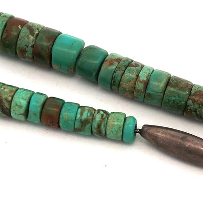 Vintage Native American Artisan Silver Tone Turquoise Beaded Statement Necklace