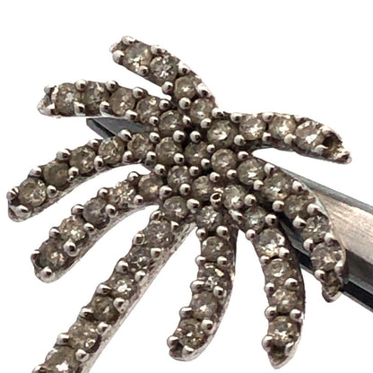 10K White Gold Round Designer SK Diamond Pave Palm Tree Beach Pendant