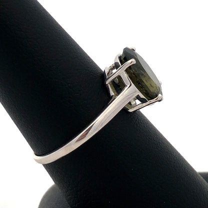 Designer TGGC 925 Sterling Silver Oval Green Tourmaline Solitaire Ring