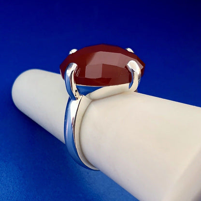 Designer Whitney Kelly WK 925 Sterling Silver Carnelian Solitaire Statement Ring
