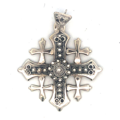Vintage Jerusalem 925 Sterling Silver Twist Detail Cross Pendant