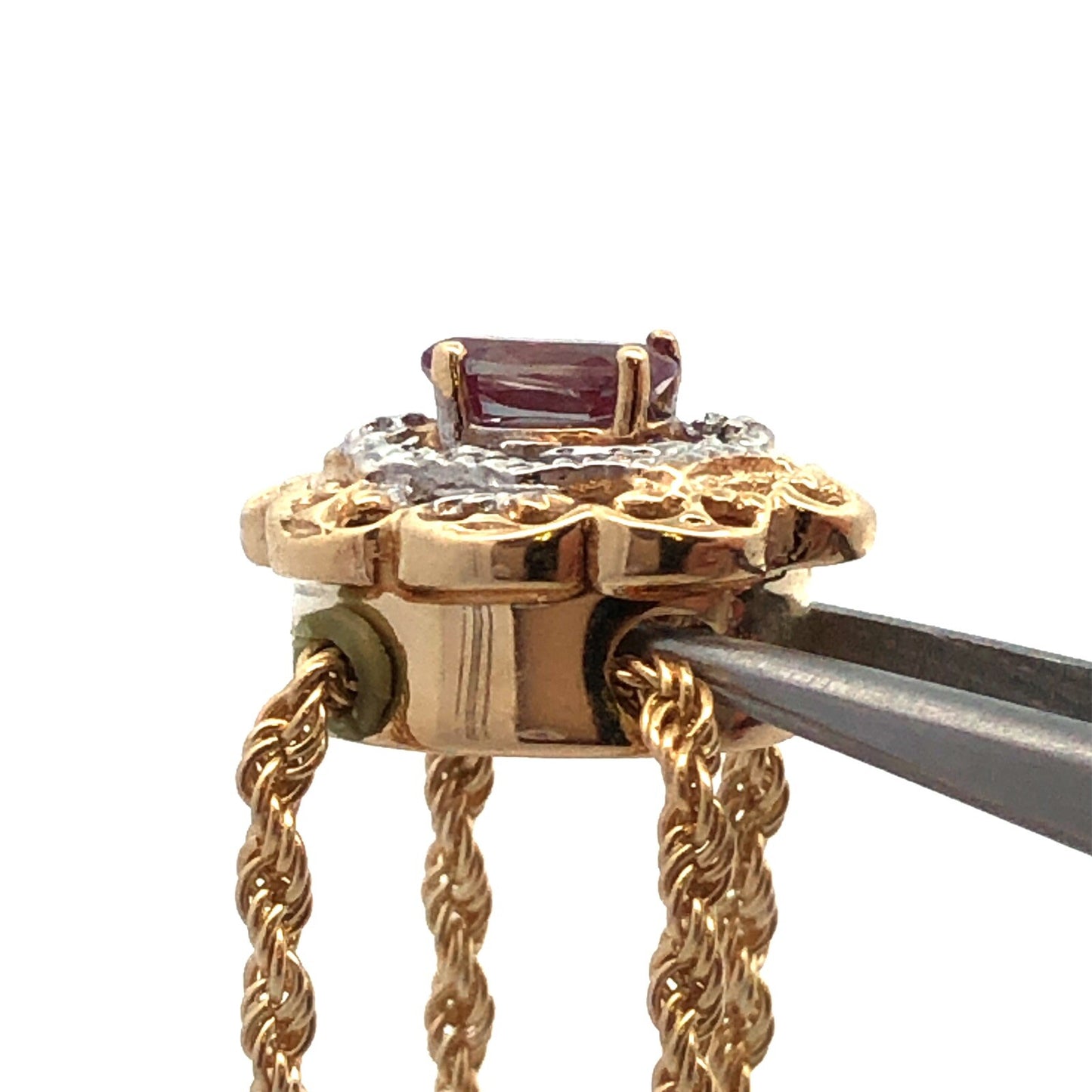 Richard Klein KLJCI 14K Yellow Gold Purple Topaz Diamond Double Strand Bracelet