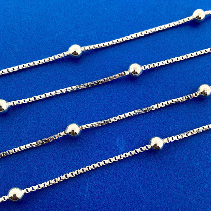 Designer Itaor Italy Sterling Silver 925 Bead Ball Station Venetian Box Necklace