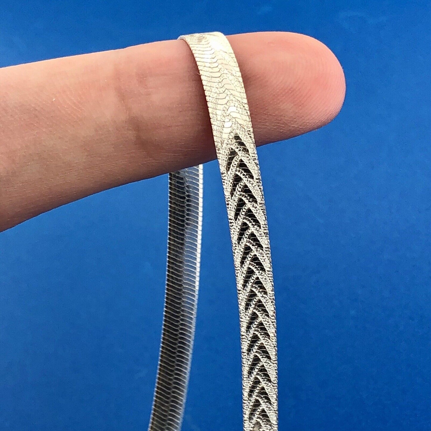 Vintage FAS Italy 925 Sterling Silver Polished Florentine Etched Chain Necklace