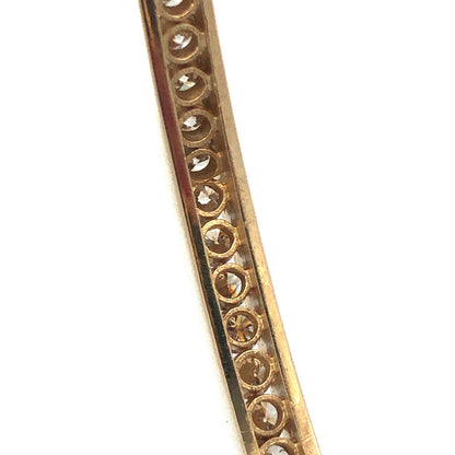 14K Yellow Gold Round Channel Diamond Geometrical Hinged Bangle Bracelet