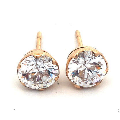 Stunning Classic 14K Yellow Gold Cubic Zirconia CZ Statement Stud Earrings