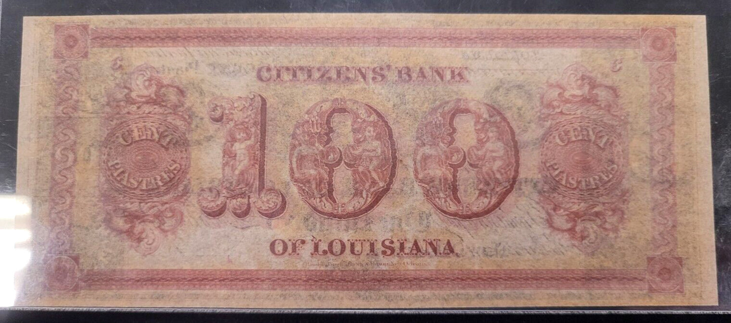 1800s $100 Citizens Bank of Louisiana PCGS Gem New 65PPQ Rare Obsolete Bank Note