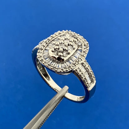 Designer 14K White Gold Diamond Cluster Double Halo Size 7 Engagement Ring