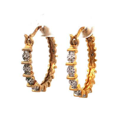 Designer 925 Sterling Silver Gold Vermeil Diamond Round Infinity Hoop Earrings