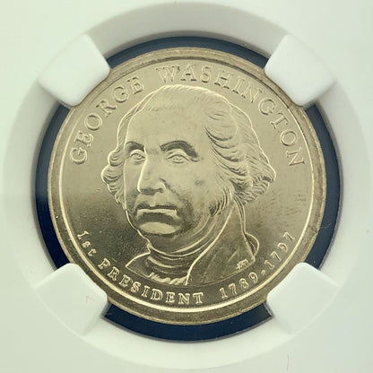 2007 NGC MS65 George Washington Presidential Dollar Missing Edge Lettering Error