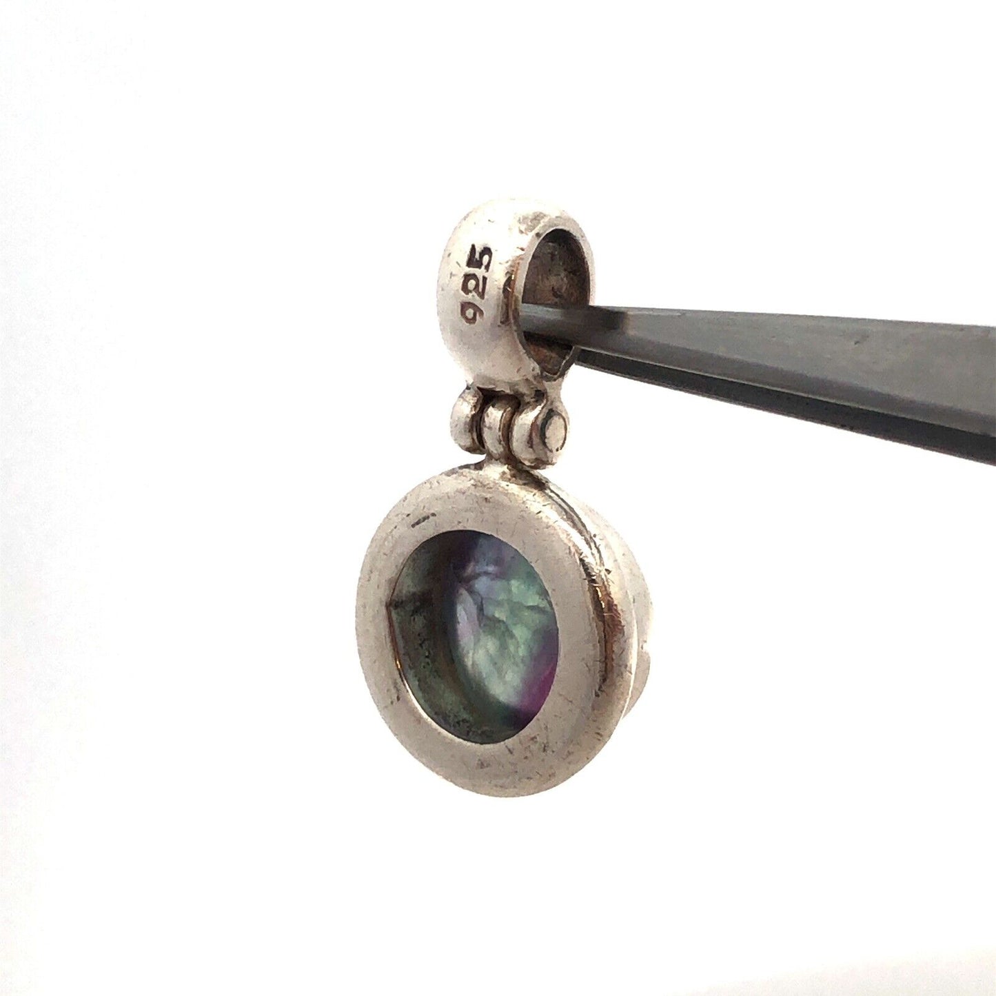 925 Sterling Silver Fluorite Cabochon Drop Dangle Pendant