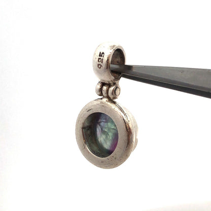 925 Sterling Silver Fluorite Cabochon Drop Dangle Pendant