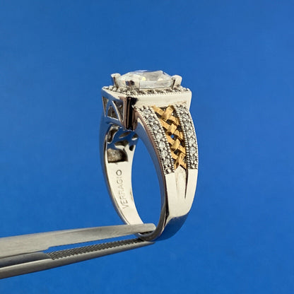 QVC Verragio 925 Sterling Silver Two Toned Cubic Zirconia Accent Engagement Ring